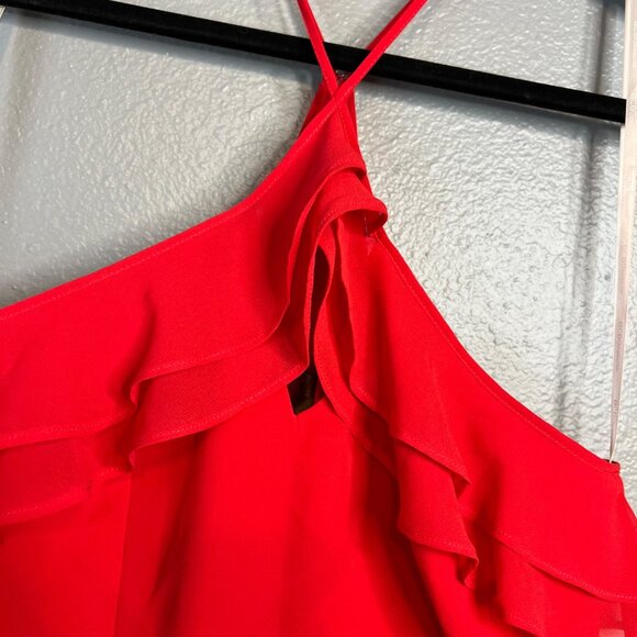 BCBGeneration Red Halter Dress‎ Size 8 Layered Ruffle High Low NEW - Picture 10 of 12